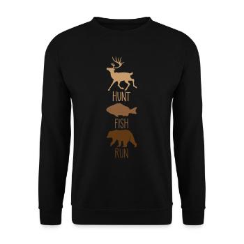 Chasse Ours de pêche en plein air Wildnis Camping - Sweat-shirt Unisexe - noir - Devant - Alina (178cm) & Michal (187cm)
