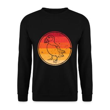 Coucher de soleil oiseau macareux macareux rétro - Sweat-shirt Unisexe - noir - Devant - Alina (178cm) & Michal (187cm)