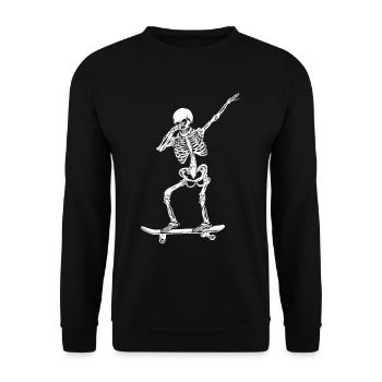 Dabbing Skating Skelett Retro Skateboard - Unisex Pullover - Schwarz - Vorne - Alina (178cm) & Michal (187cm)