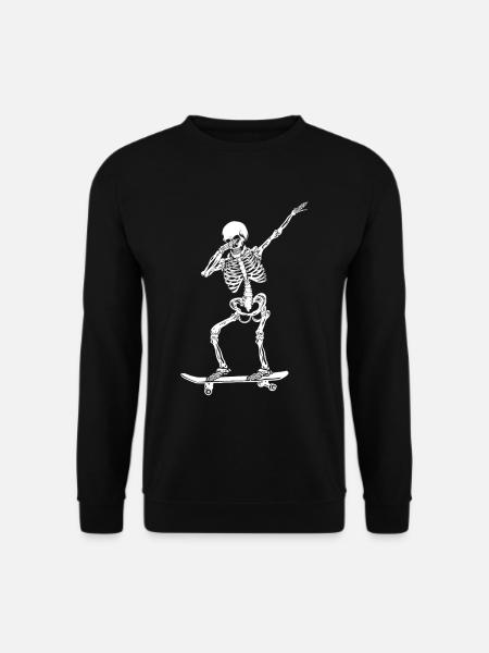 Dabbing Skating Skelett Retro Skateboard - Unisex Pullover - Schwarz