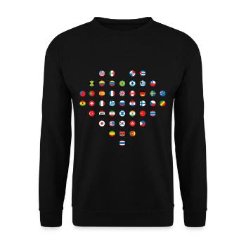 International countries flags addicted to travel - Unisex Sweatshirt - black - Front - Alina (178cm) & Michal (187cm)