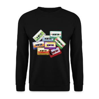 Stereo Kassetten Mixtape Radio 80er 90er Musik - Unisex Pullover - Schwarz - Vorne - Alina (178cm) & Michal (187cm)