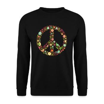 Peace flower freedom love movement 70s - Unisex Sweatshirt - black - Front - Alina (178cm) & Michal (187cm)