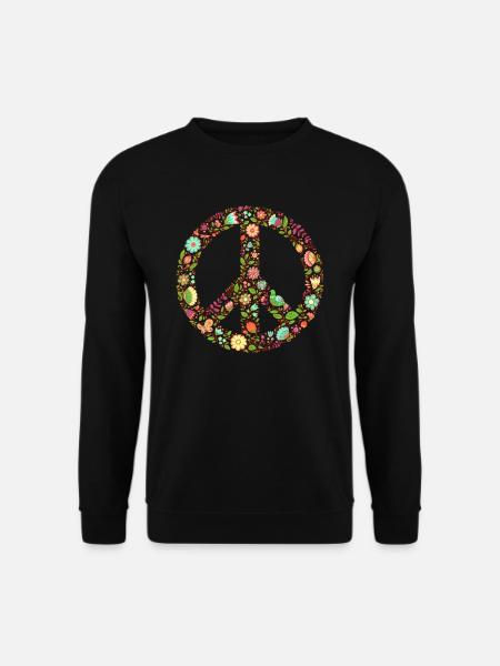 Peace Blume Freiheit Liebe Bewegung 70er Jahre - Unisex Pullover - Schwarz