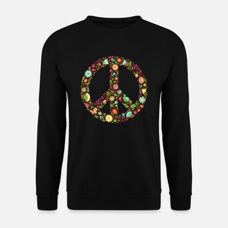 Peace Blume Freiheit Liebe Bewegung 70er Jahre - Unisex Pullover - Schwarz