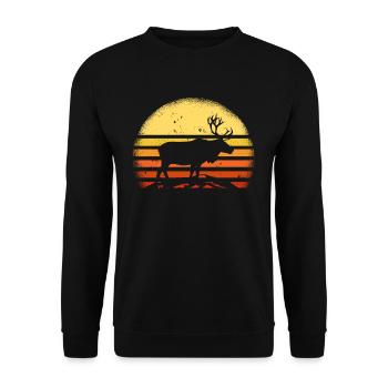 Illustration de Moose Retro Sun Alaska Moose - Sweat-shirt Unisexe - noir - Devant - Alina (178cm) & Michal (187cm)