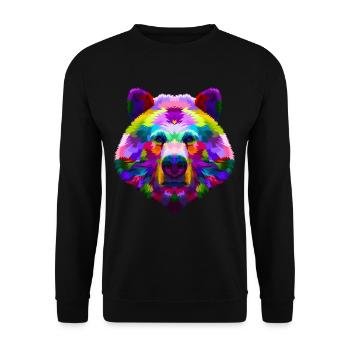 Ours coloré illustration montagne forêt animal - Sweat-shirt Unisexe - noir - Devant - Alina (178cm) & Michal (187cm)