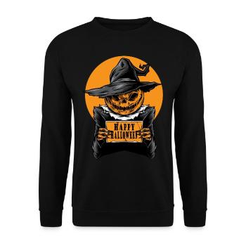 Happy Halloween Sorcière Citrouille Effrayant Lune - Sweat-shirt Unisexe - noir - Devant - Alina (178cm) & Michal (187cm)