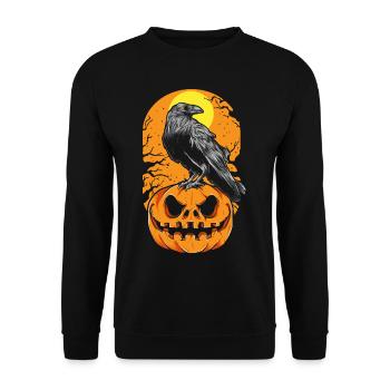 Raven Pumpkin Halloween Scary - Unisex Sweatshirt - black - Front - Alina (178cm) & Michal (187cm)