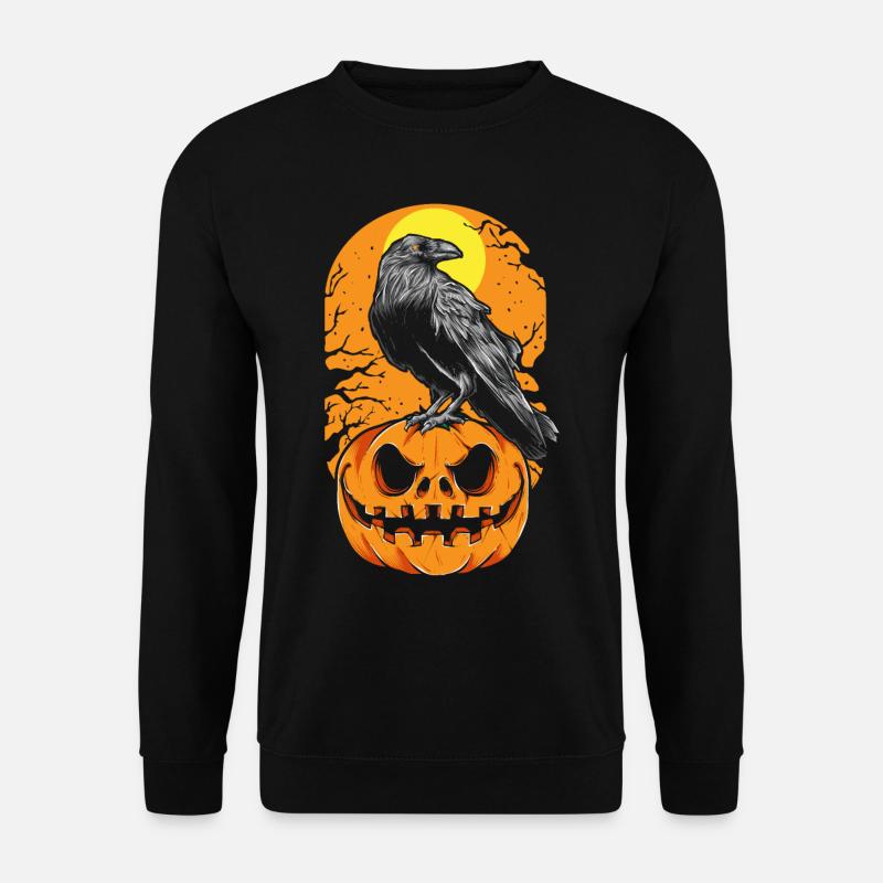 Raven Pumpkin Halloween Scary - Unisex Sweatshirt - black