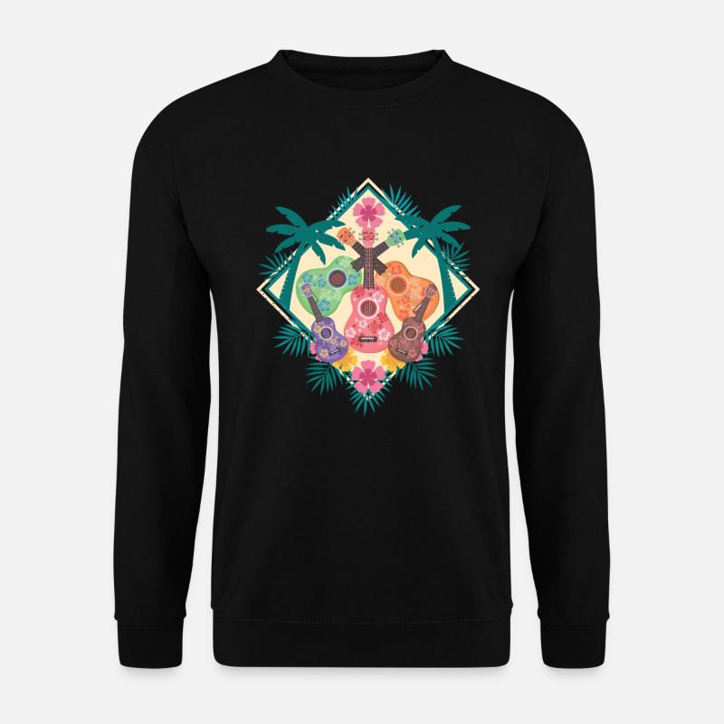 Ukulele Musik Hawaii Tropischer Feiertag Aloha - Unisex Pullover - Schwarz
