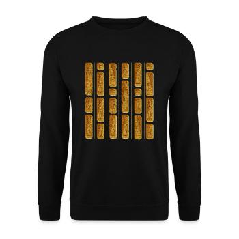 Ägyptische Hieroglyphen Zeichen Archäologie - Unisex Pullover - Schwarz - Vorne - Alina (178cm) & Michal (187cm)
