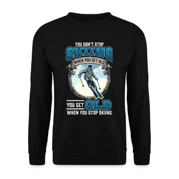 Ski neige montagnes vieux skieur sport d'hiver - Sweat-shirt Unisexe - noir - Devant - Alina (178cm) & Michal (187cm)