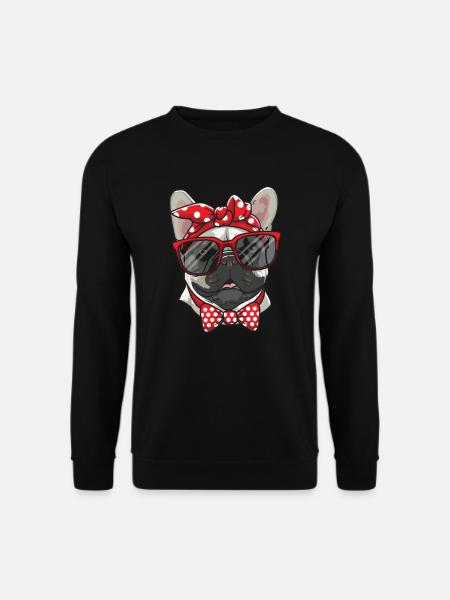 Süße französische Bulldogge mit Sonnenbrille - Unisex Pullover - Schwarz