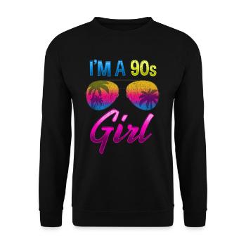 Retro 90er Jahre Hawaii Sonnenbrille für Mädchen - Unisex Pullover - Schwarz - Vorne - Alina (178cm) & Michal (187cm)
