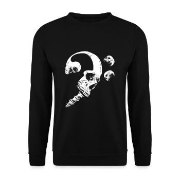Totenkopf Bassschlüssel Bassist Musiker Skelett - Unisex Pullover - Schwarz - Vorne - Alina (178cm) & Michal (187cm)