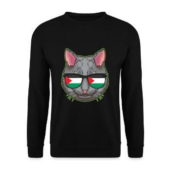 Drapeau Palestine Libre Chat Palestinien de Gaza - Sweat-shirt Unisexe - noir - Devant - Alina (178cm) & Michal (187cm)