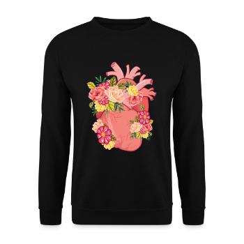 Fleur coeur amour biologie médecine illustration - Sweat-shirt Unisexe - noir - Devant - Alina (178cm) & Michal (187cm)
