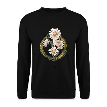 Cute flowers spring gardening daisies - Unisex Sweatshirt - black - Front - Alina (178cm) & Michal (187cm)