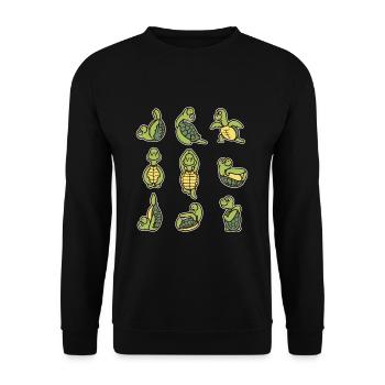 Doux yoga tortue zoo animal amateur - Sweat-shirt Unisexe - noir - Devant - Alina (178cm) & Michal (187cm)