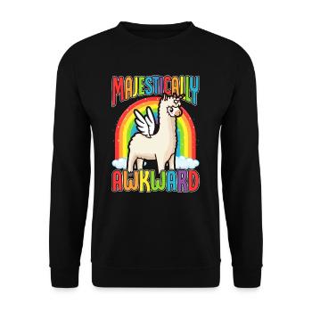 Arc en ciel majestueux lama licorne ange - Sweat-shirt Unisexe - noir - Devant - Alina (178cm) & Michal (187cm)