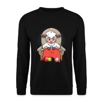 Sweet crochet knitting sheep animal lover - Unisex Sweatshirt - black - Front - Alina (178cm) & Michal (187cm)
