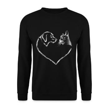 Dog and cat love pet heart animal welfare - Unisex Sweatshirt - black - Front - Alina (178cm) & Michal (187cm)