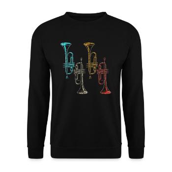 Retro musical instrument wind instrument trumpet - Unisex Sweatshirt - black - Front - Alina (178cm) & Michal (187cm)