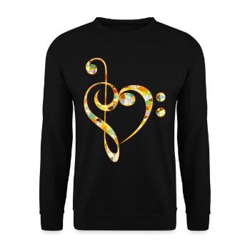 Bass Schlüssel Musik Herz Musikinstrument Musiker - Unisex Pullover - Schwarz - Vorne - Alina (178cm) & Michal (187cm)