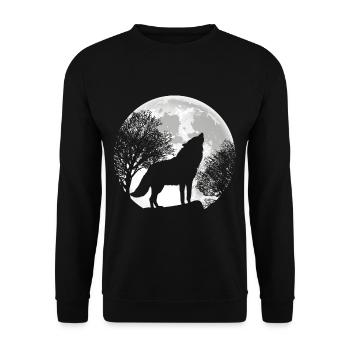 Loup hurlant lune silhouette loups nature - Sweat-shirt Unisexe - noir - Devant - Alina (178cm) & Michal (187cm)