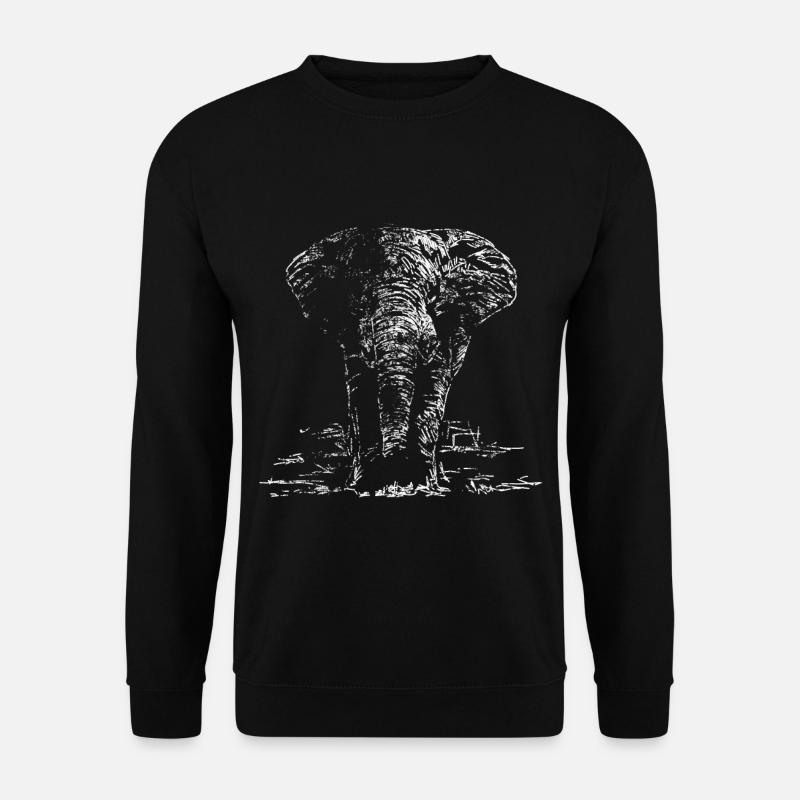 Afrikanischer Elefant Zeichnung Safari Tierschutz - Unisex Pullover - Schwarz