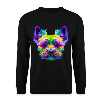 Geometrischer Yorkshire Terrier Hundebesitzer - Unisex Pullover - Schwarz - Vorne - Alina (178cm) & Michal (187cm)