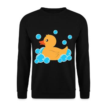 Süßes gelbe Gummi Ente Badewanne Spielzeug - Unisex Pullover - Schwarz - Vorne - Alina (178cm) & Michal (187cm)