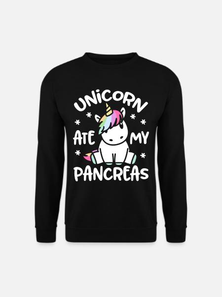 Unicorn pancreas diabetes funny diabetic - Unisex Sweatshirt - black
