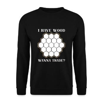 Lustiges Brettspiel Siedlers Holz Handel - Unisex Pullover - Schwarz - Vorne - Alina (178cm) & Michal (187cm)