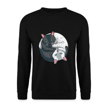 Doux Yin Yang chat chat spirituel chat animal de compagnie - Sweat-shirt Unisexe - noir - Devant - Alina (178cm) & Michal (187cm)