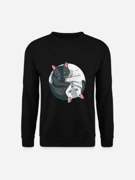 Süße Yin Yang Katze Spirituelles Kätzchen Haustier - Unisex Pullover - Schwarz