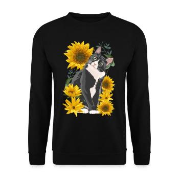 Doux chat tournesol jardin chatons - Sweat-shirt Unisexe - noir - Devant - Alina (178cm) & Michal (187cm)