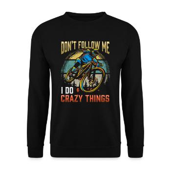 Crazy Mountain Bike Rider Bike Biker - Unisex Sweatshirt - black - Front - Alina (178cm) & Michal (187cm)