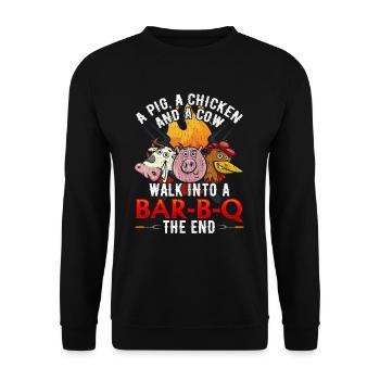 Humour barbecue drôle blague porc poulet vache barbecue - Sweat-shirt Unisexe - noir - Devant - Alina (178cm) & Michal (187cm)