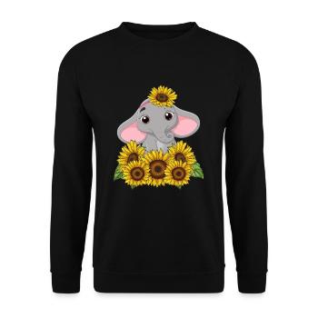 Süßer Sonnenblumen Elefant Tierliebhaber Safari - Unisex Pullover - Schwarz - Vorne - Alina (178cm) & Michal (187cm)
