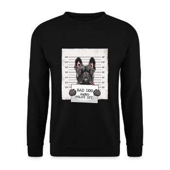 French Bulldog Prison Mug Shot - Unisex Sweatshirt - black - Front - Alina (178cm) & Michal (187cm)
