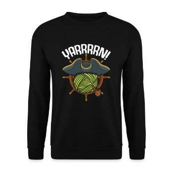 Knitting pirate humor crochet yarn hobby - Unisex Sweatshirt - black - Front - Alina (178cm) & Michal (187cm)