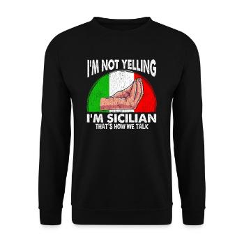 Citation drôle de Sicile pour hurler les Siciliens - Sweat-shirt Unisexe - noir - Devant - Alina (178cm) & Michal (187cm)