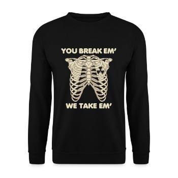 Lustiger Radiologie Röntgen Skelett Radiologe - Unisex Pullover - Schwarz - Vorne - Alina (178cm) & Michal (187cm)
