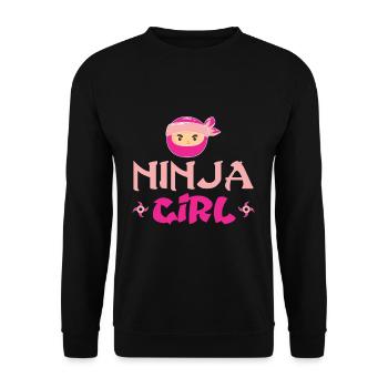 Ninja Mädchen Süße Tochter Enkelin Nichte - Unisex Pullover - Schwarz - Vorne - Alina (178cm) & Michal (187cm)