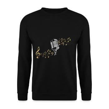 Singer microphone music notes singing karaoke - Unisex Sweatshirt - black - Front - Alina (178cm) & Michal (187cm)