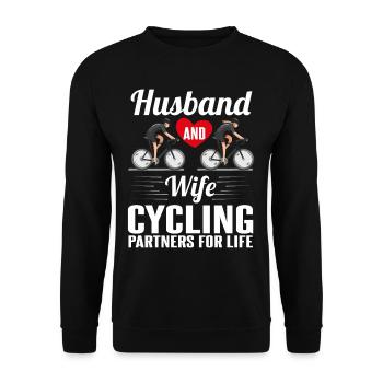 Radfahrer Partner Ehemann Ehefrau Fahrrad Liebe - Unisex Pullover - Schwarz - Vorne - Alina (178cm) & Michal (187cm)