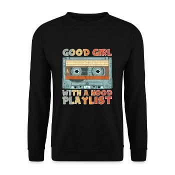 Hip Hop Girl Old School Cassette Mixtape Rap - Sweat-shirt Unisexe - noir - Devant - Alina (178cm) & Michal (187cm)
