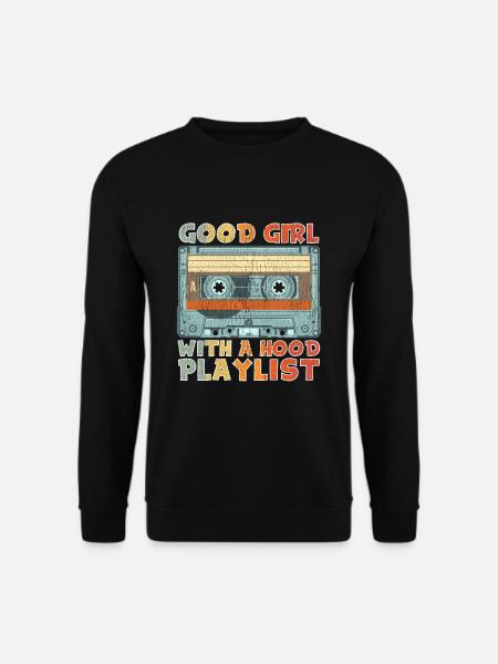 Hip Hop Girl Old School Cassette Mixtape Rap - Unisex Sweatshirt - black
